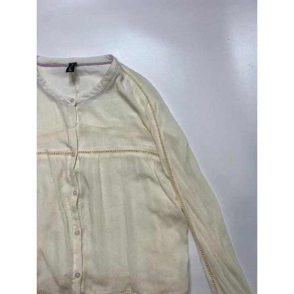 Sacred Threads Womens Blouse Small Ivory Tiered Cutouts Festival Fairy Boho - Picture 2 of 9